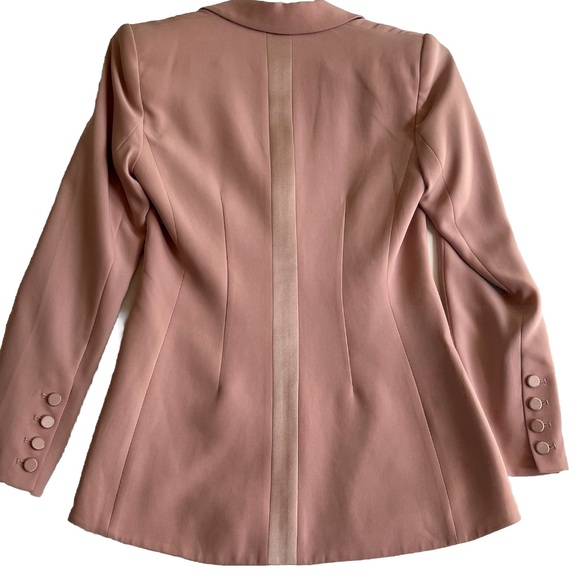 Cinq à Sept Blazer Jacket Women's 4 Dusty Pink Crepe Satin Tuxedo Barbie Lady - Picture 6 of 15